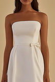 White Bodycon Short Graduation Dress with Bow