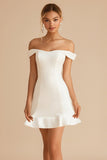 Off the Shoulder White Bodycon Graduation Dress