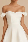 Off the Shoulder White Ruffled Short Graduation Dress