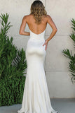 White Halter Mermaid Long Engagement Dress