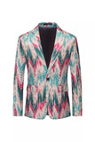 Men's Colourful Printed Notched Lapel Prom Blazer
