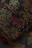 Brown Fitted Floral Notched Lapel Men's Blazer