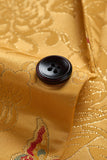 Yellow Notched Lapel Floral One Button Men's Blazer