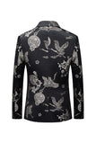 Black Peak Lapel Floral Men's Blazer