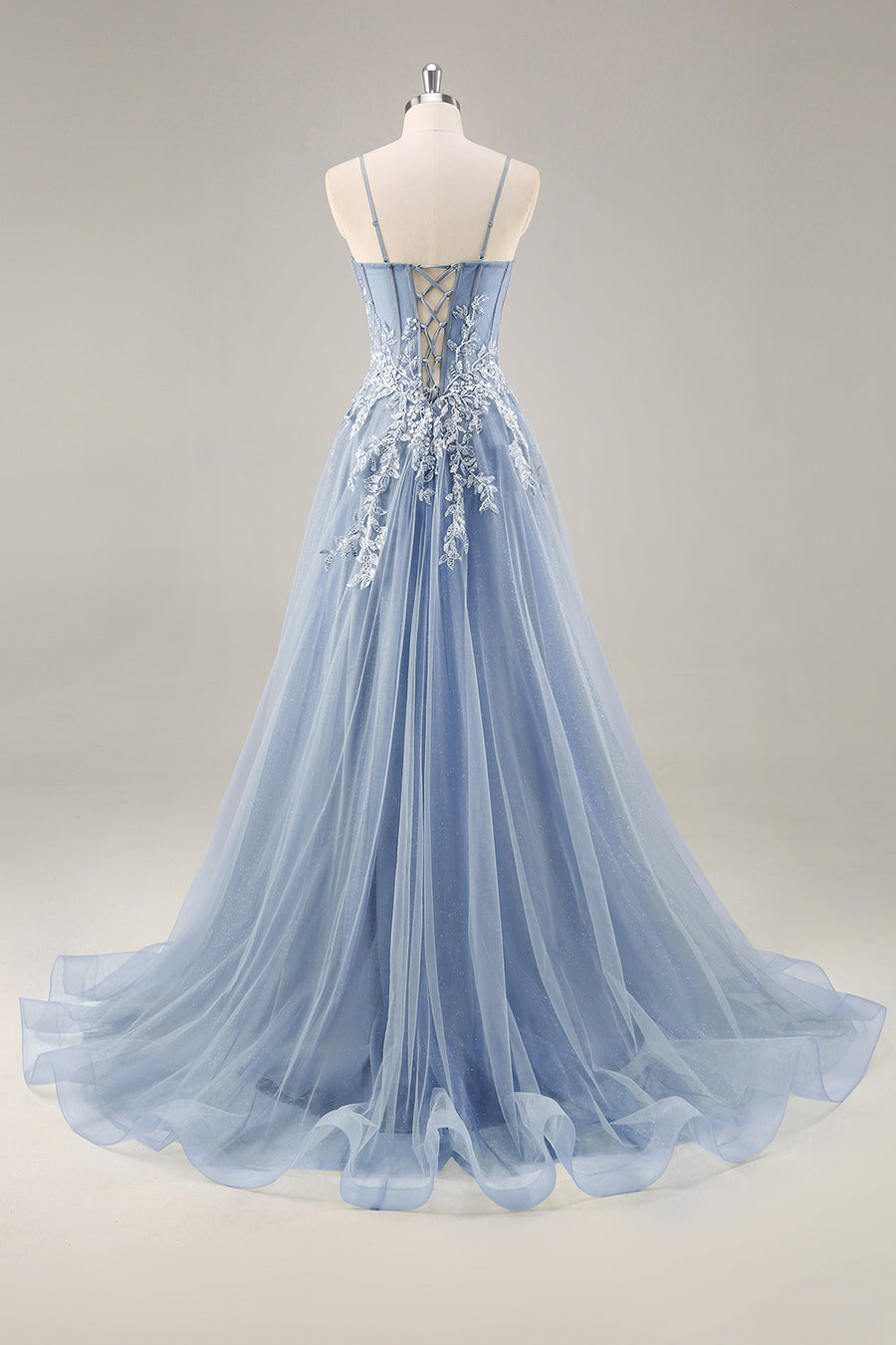 strapless open back dress Charming Ball Gown Off the Shoulder Lace Tulle Long Prom Dresses with  Appliques,MP599 main image 0