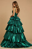 Sparkly Tiered A Line Ruffled Prom Dress