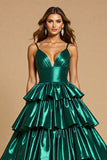Sparkly Tiered A Line Ruffled Prom Dress