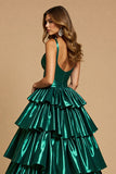 Sparkly Tiered A Line Ruffled Prom Dress