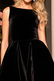 Velvet A Line Simple Little Black Dress