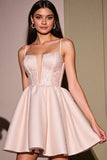 Blush Corset Short A Line Homecoming Dress