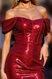 Sparkly Dark Red Sequins Corset Short Homecoming Dress