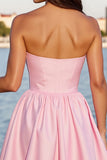 Pink Sweetheart Corset A Line Short Homecoming Dress