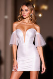 White Off The Shoulder Bodycon Homecoming Dress