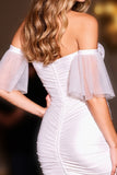 White Off The Shoulder Bodycon Homecoming Dress