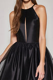Halter Black A Line Keyhole Homecoming Dress