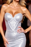 Silver Sweetheart Corset Homecoming Dress With Sequins