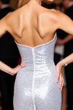 Silver Sweetheart Corset Homecoming Dress With Sequins