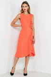 Orange A Line Ruffled Work Dress