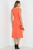 Orange A Line Ruffled Work Dress