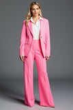 Hot Pink 2 Piece Peak Lapel Single Button Work Suit