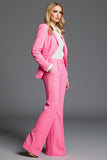 Hot Pink 2 Piece Peak Lapel Single Button Work Suit