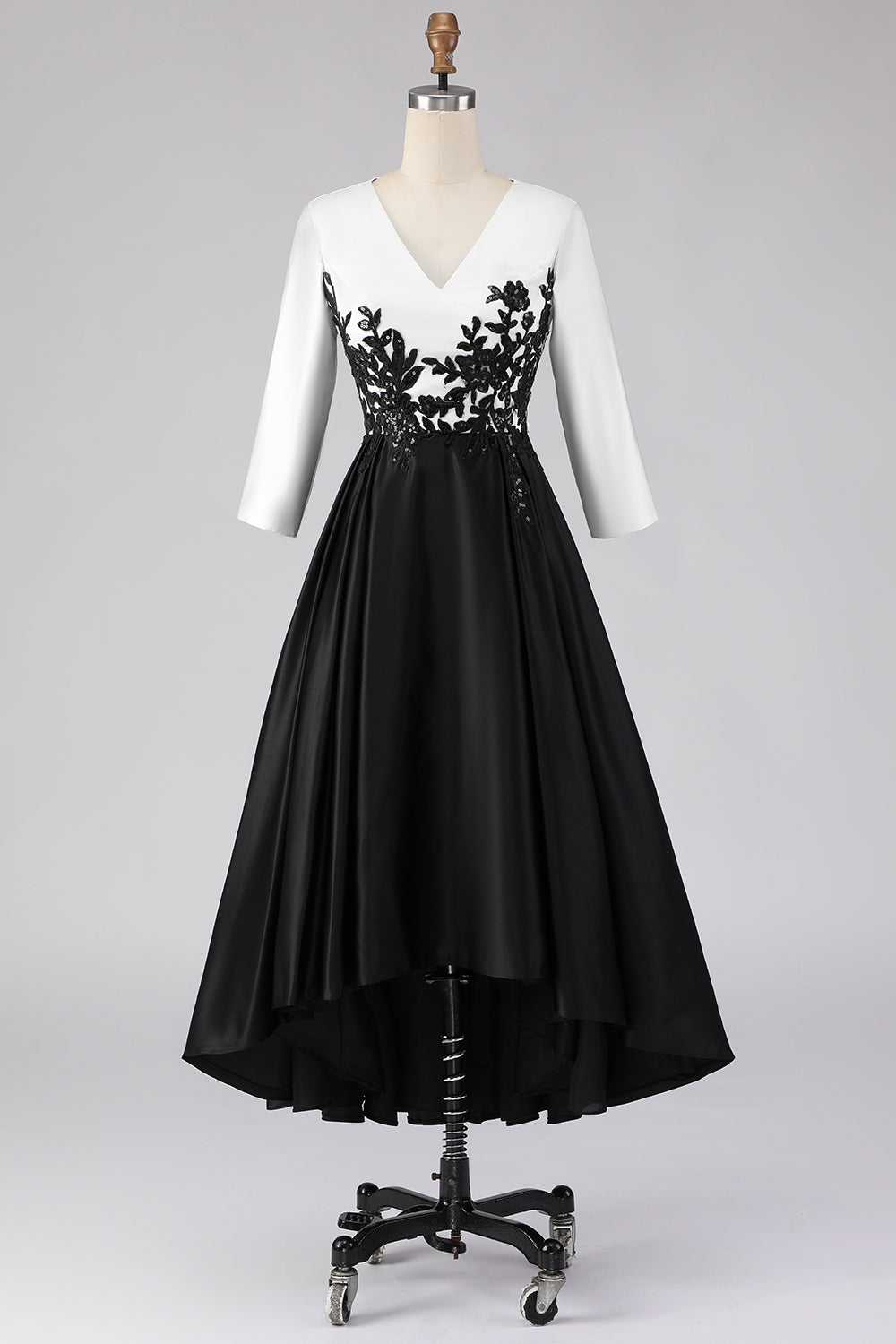 ZAPAKA Women Black and White Mother of the Bride Dress wth Appliques Half Sleeve A Line High Low Wedding Guest Dress ZAPAKA Women Black and White Mother of the Bride Dress wth Appliques Half Sleeve A Line High Low Wedding Guest Dress