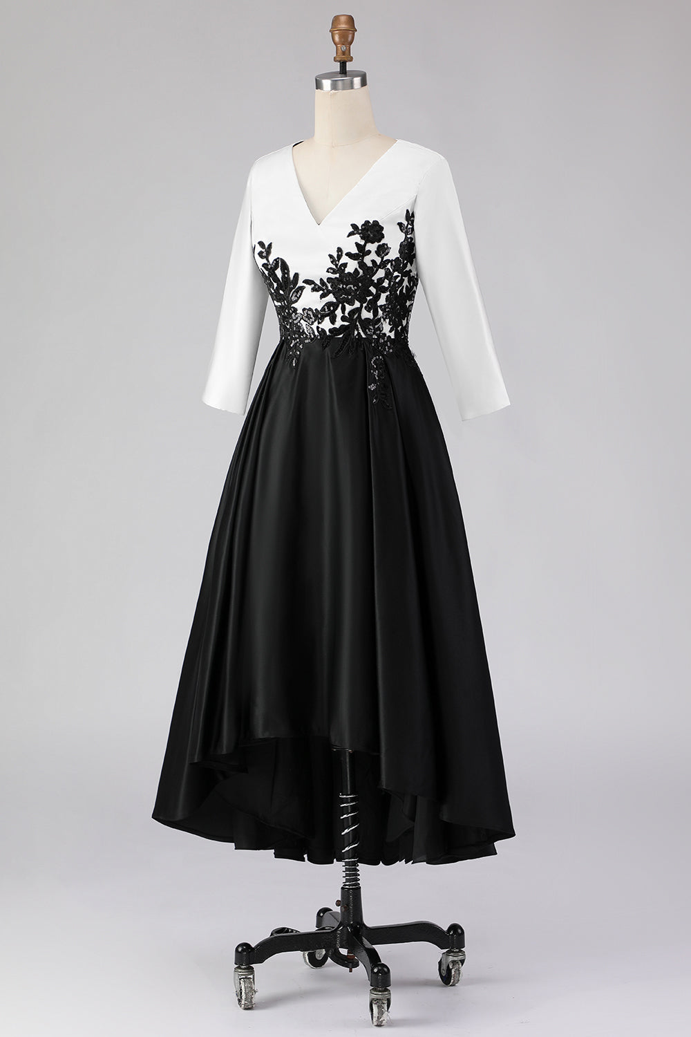 ZAPAKA Women Black and White Mother of the Bride Dress wth Appliques Half Sleeve A Line High Low Wedding Guest Dress ZAPAKA Women Black and White Mother of the Bride Dress wth Appliques Half Sleeve A Line High Low Wedding Guest Dress