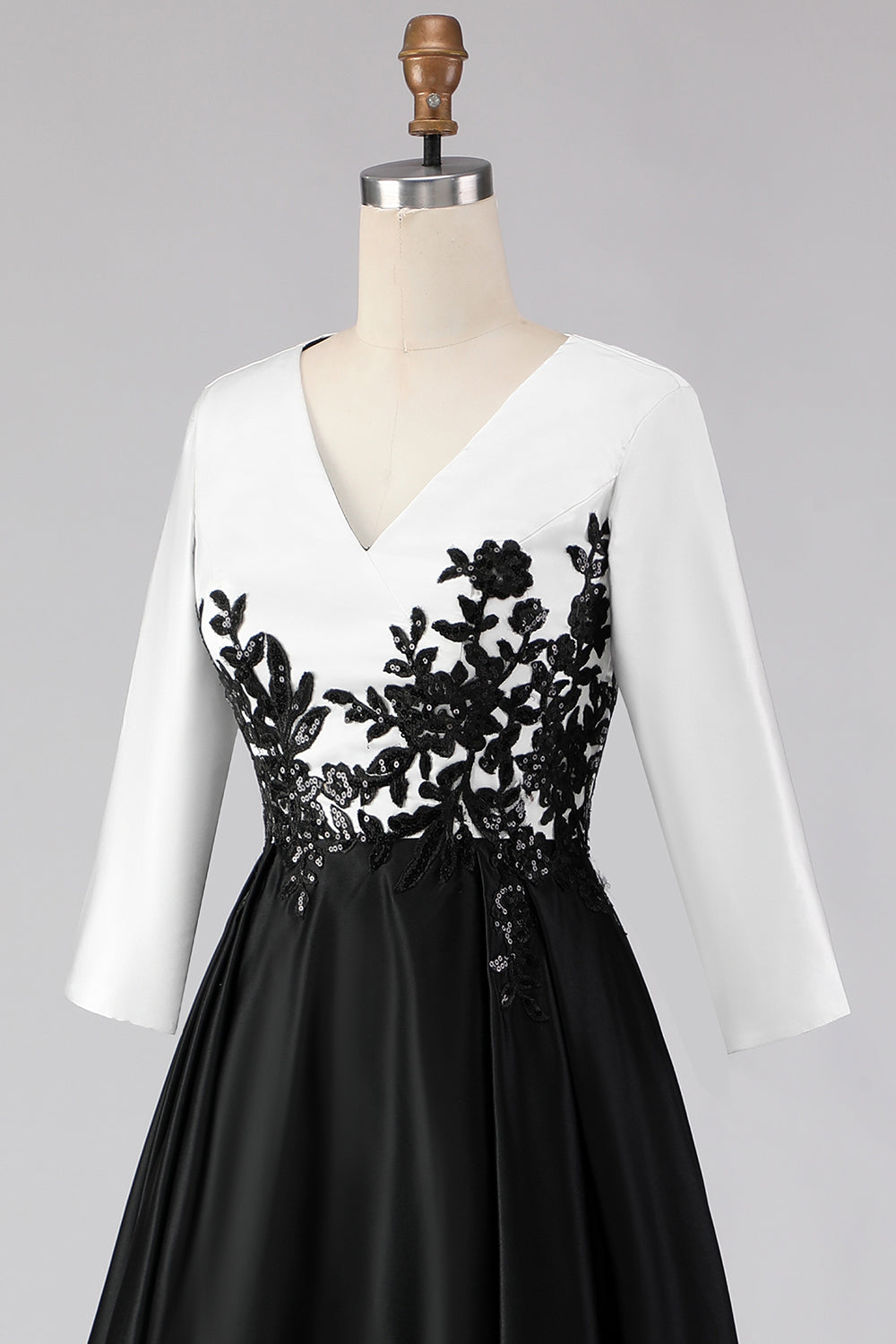 ZAPAKA Women Black and White Mother of the Bride Dress wth Appliques Half Sleeve A Line High Low Wedding Guest Dress ZAPAKA Women Black and White Mother of the Bride Dress wth Appliques Half Sleeve A Line High Low Wedding Guest Dress