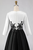 Black and White High Low A Line Mother of the Bride Dress wth Appliques