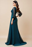 Blue A Line Long Mother Of The Bride Dress With Appliques