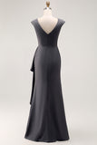 Steel Grey Mermaid Ruffle Chiffon Mother of The Bride Dress