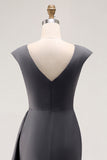 Steel Grey Mermaid Ruffle Chiffon Mother of The Bride Dress