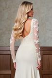 Champagne Mermaid Satin Long Mother of the Bride Dress with Sleeves