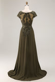 Olive A Line Satin Asymmetrical High Low Mother of the Bride Dress