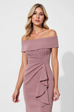 Vintage Mauve Mermaid Satin Long Mother of the Bride Dress with Sash