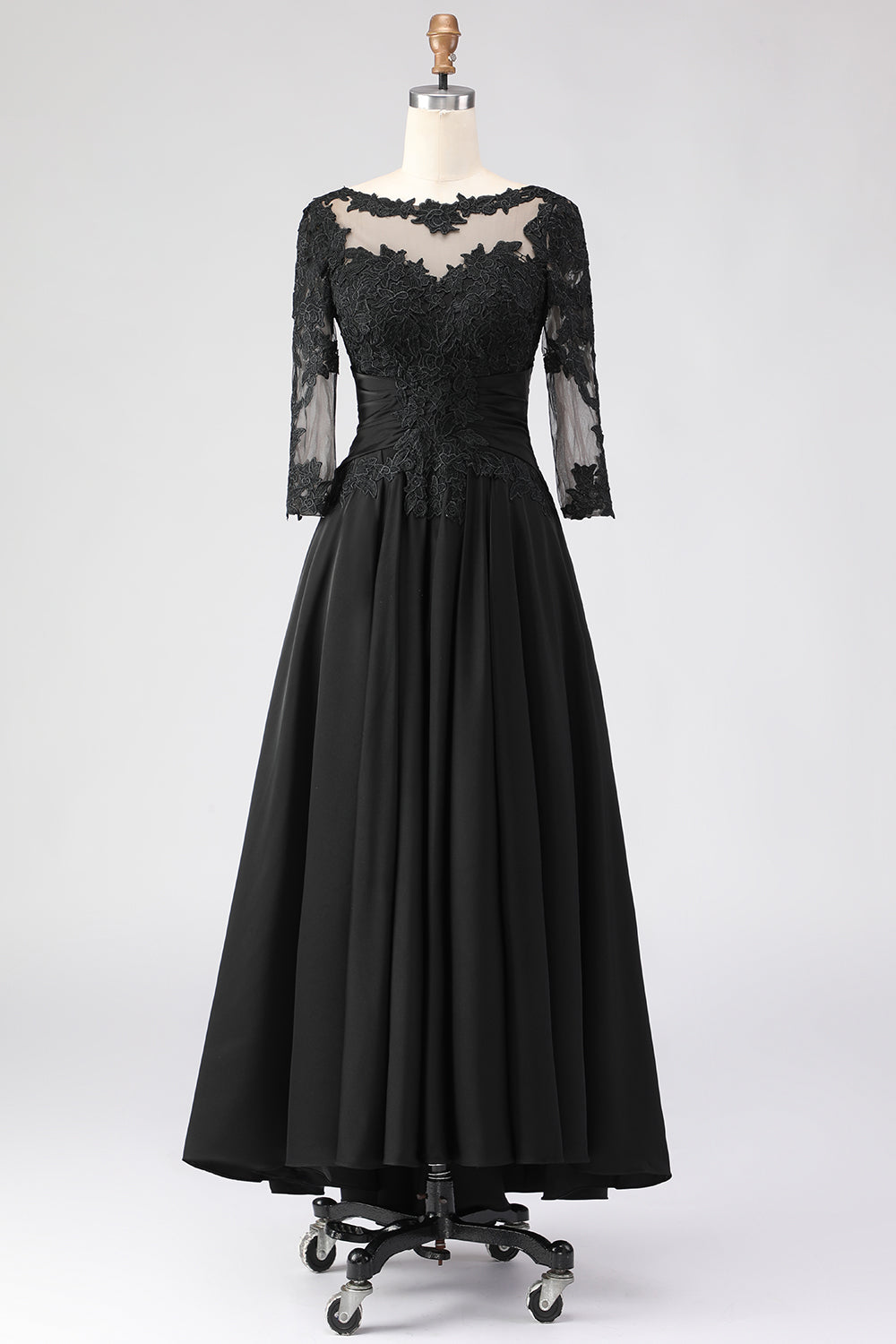 ZAPAKA Women Black Mother of the Bride Dress with Appliques A Line 3/4 Sleeve Tea Length Wedding Guest Dress, Black / US16W ZAPAKA Women Black Mother of the Bride Dress with Appliques A Line 3/4 Sleeve Tea Length Wedding Guest Dress, Black / US16W
