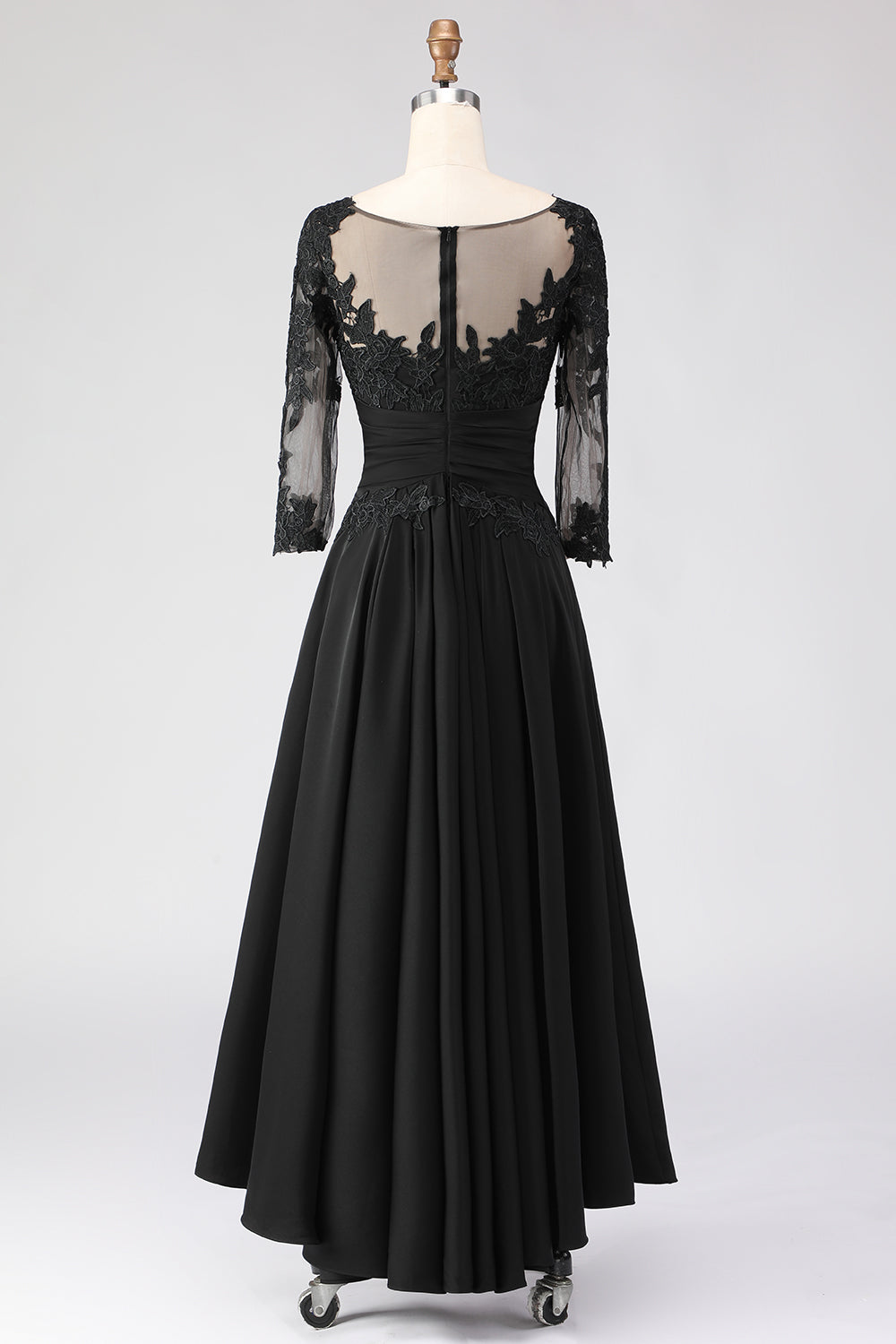ZAPAKA Women Black Mother of the Bride Dress with Appliques A Line 3/4 Sleeve Tea Length Wedding Guest Dress ZAPAKA Women Black Mother of the Bride Dress with Appliques A Line 3/4 Sleeve Tea Length Wedding Guest Dress
