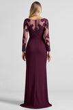 Grape Lace Applique Sheath Mother of the Bride Dress with Slit