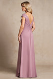 Vintage Mauve Chiffon A Line Applique Mother of the Bride Dress