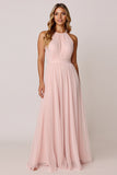 Halter Candy Pink A Line Sleeveless Bridesmaid Dress