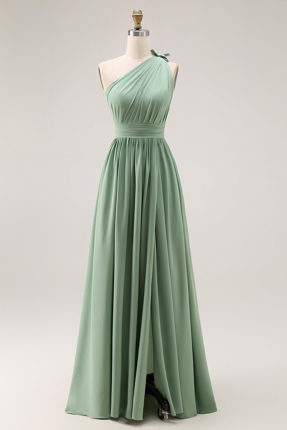 ZAPAKA Women Green A Line Bridesmaid Dress One Shoulder Ruched Long Wedding Guest Dress with Slit, Green / US24W ZAPAKA Women Green A Line Bridesmaid Dress One Shoulder Ruched Long Wedding Guest Dress with Slit, Green / US24W