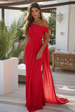 Black One Shoulder Long Formal Dress with Side Cape
