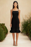 Sheath Chiffon Simple Black Formal Dress