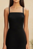 Sheath Chiffon Simple Black Formal Dress