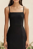Chiffon Sheath Black Midi Formal Dress