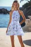 A Line Halter Chiffon Simple Graduation Dress