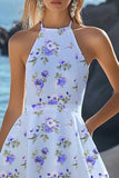 A Line Halter Chiffon Simple Graduation Dress