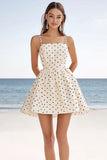 Ivory Matte Satin A Line Summer Dress