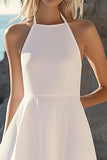 Halter Chiffon A Line Sleeveless Graduation Dress