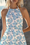 Halter Chiffon A Line Sleeveless Graduation Dress